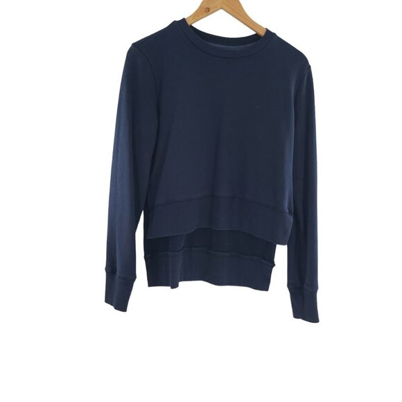 Grey Lab Navy high low hem relaxed fit crew neck sweatshirt long‎ sleeve Small - Picture 1 of 6